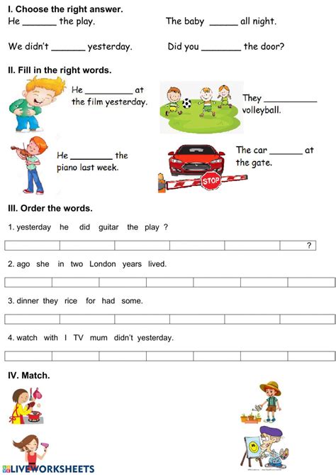 Past Simple Questions And Negatives Interactive Worksheet