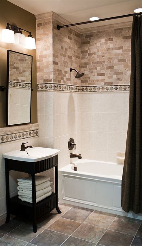 They are an ideal space to get creative with a bathroom tile wall. Picture Of accent border tile on the walls