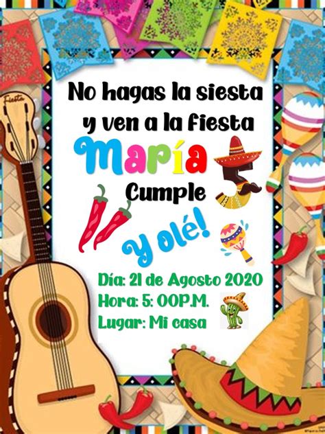 Invitaci N Fiesta Mexicana Editable