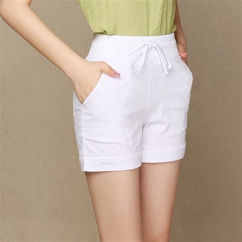 Big Size Summer Women Casual Loose Short Femme Cotton Linen Comfortable