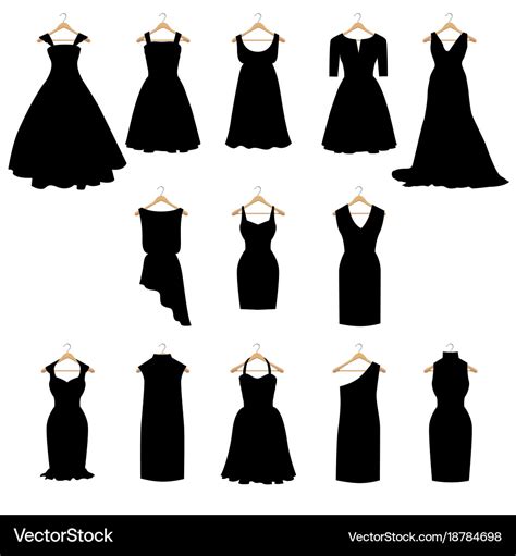 Dresses Silhouette Set Royalty Free Vector Image