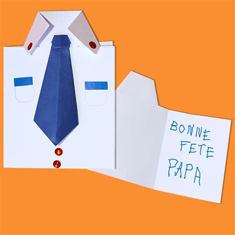 Carte chemise origami pour la fête des pères Fête des Pères Tête à