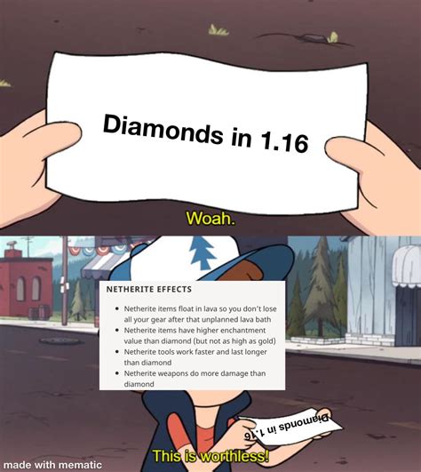 Netherite Took Everything From Diamonds Rmemes