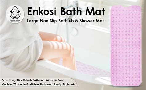 Enkosi Bath Mat Large Non Slip Bathtub Shower Mat Extra Long X