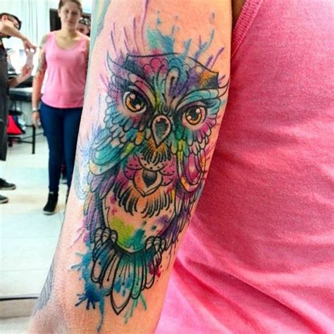 Owl Tattoo On Sleeve Aquarell Tattoos Eule Tattoo Design Aquarell Tattoo Eule