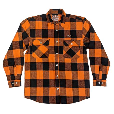 Up Silhouette Orange Buffalo Plaid Extra Heavyweight Flannel Shirt