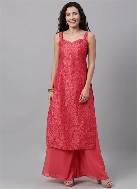 Shop Ethnovogue Pink Printed Kurta N Pink Palazzo Sets Party Wear Made To Measure Dress For