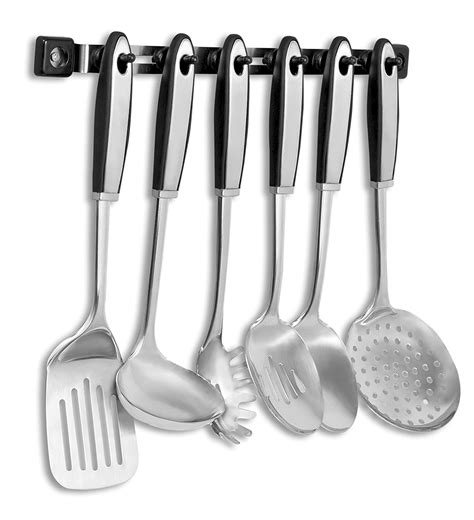 Internets Best Stainless Steel Cooking Utensil Set With Wall Mounted