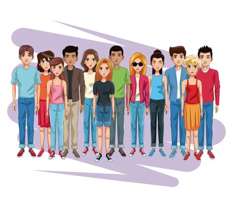 Young People Cartoon Stock Vector Illustration Of Social 111401666