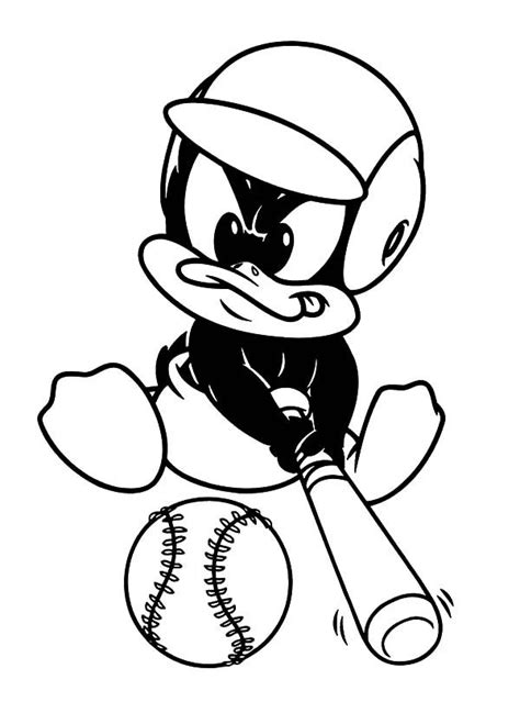 Baby Daffy Duck Baseball Athlete Coloring Pages Netart Disney