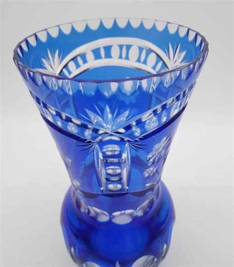 Vintage Bohemian Czech Cut To Clear Cobalt Blue Glass Crystal Etsy