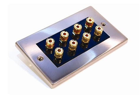 Satin Chrome Wall Plate 8 Speaker Terminals Tdigroup