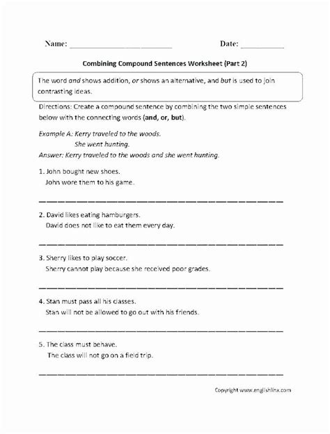 Complex Sentence Worksheet 3rd Grade