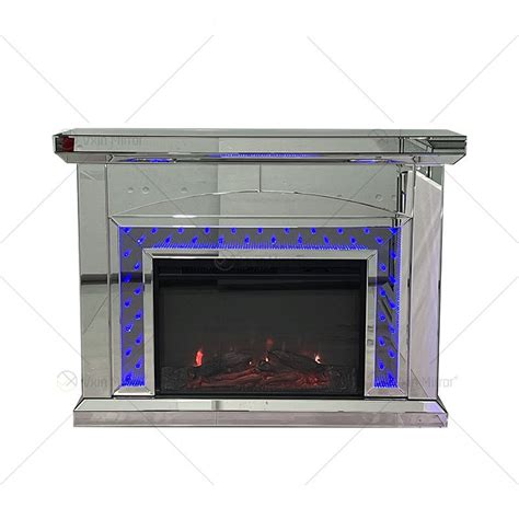 New Design Glass Mirrored Fireplace With Led