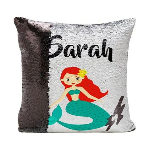 Personalised Mermaid Sequin Pillow Reversible Sequins Cushion Etsy Uk