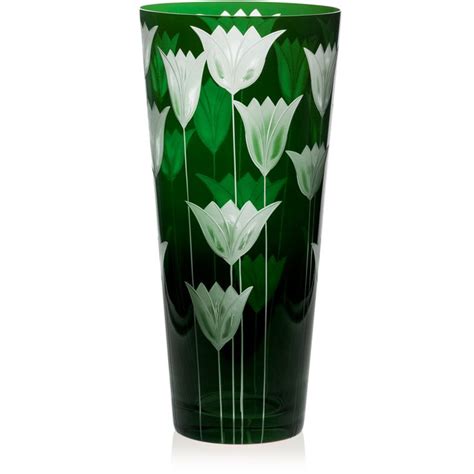 Green Handmade Glass Blown Cone Vase Tulipa Green 6090 Height 290