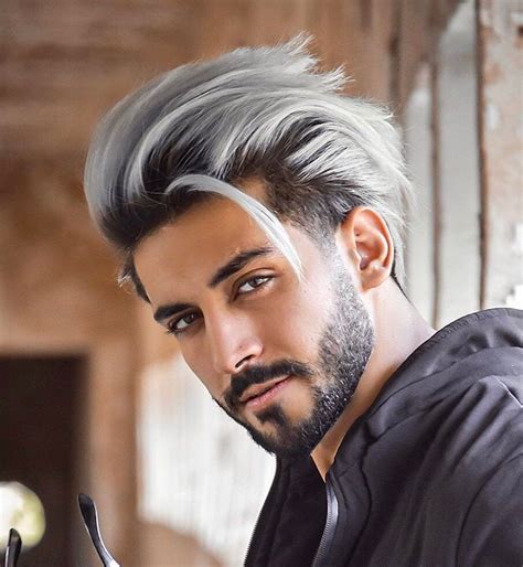 Outrageous Grey And Black Ombre Hairstyle Men