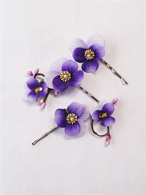 Purple Hair Pins Pansy Jewelry Flower Hair Pin Pansy Hair Etsy Uk