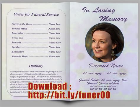 editable memorial service program template http