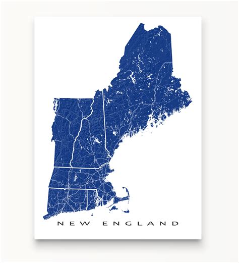 New England Map Print Colors — Maps As Art