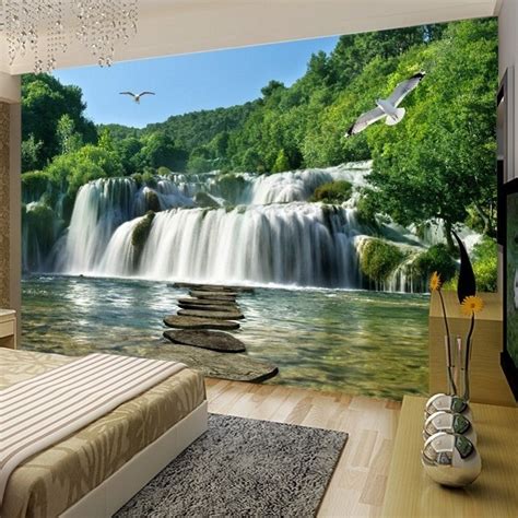 Beibehang Wall Paper Papel De Parede 3d Waterfall Landscape Mural