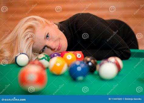 Sexy Woman With Billiard Balls Stock Photography Image