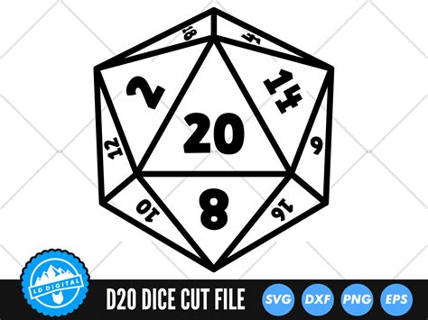 D20 Polyhedral Dice Svg Files D20 Cut Files Dandd Vector Etsy Uk