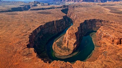 Desert River Aerial Landscape Ravine Grand Canyon Arizona Horseshoe