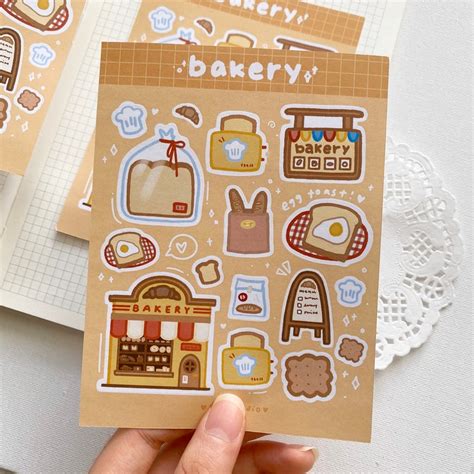Bakery Sticker Sheet Aesthetic Bread Stickers Cute Food Etsy