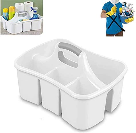 Bath Caddie White Totes With Divided Compartments And Handles For