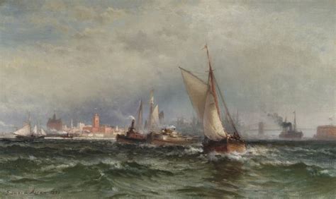 Edward Moran Steamships And Sailing Boats In New York Harbor 1893