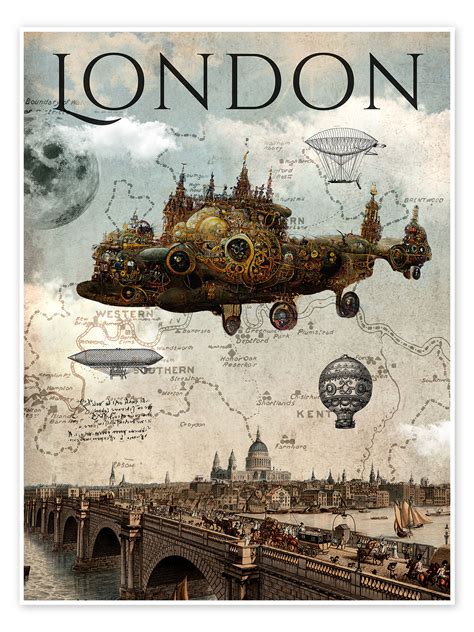 vintage steampunk london print by nobelart posterlounge