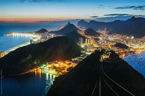 View Of Downtown Rio De Janeiro Skyline Dusk City From Tramway By