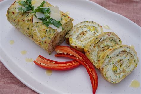 Zucchini Roulade With Caramelised Onions And Herby Cream Cheese