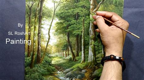 Acrylic Landscape Painting Forest Trees By Sl Roshart Youtube