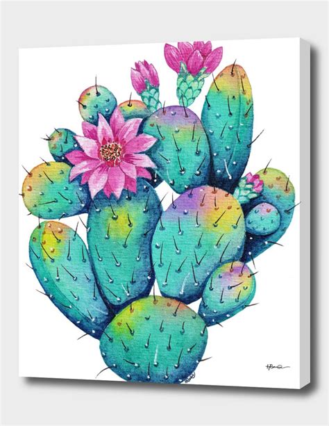 Rainbow Prickly Cactus Canvas Print By Oirabot Numbered Edition