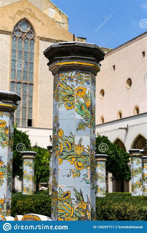 cloister garden of the santa chiara monastery in naples italy stock image image of italia