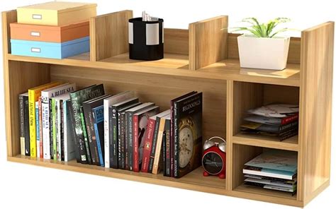 Wooden Desktop Organizer Multipurpose Bookshelf Desktop