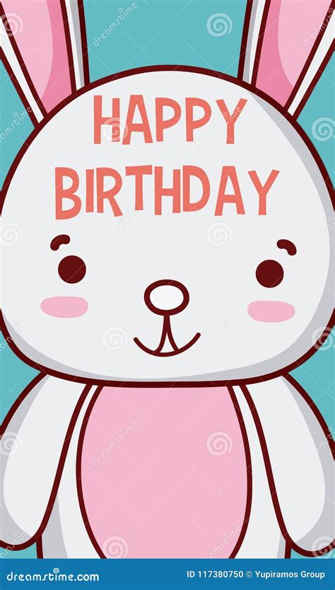 Rabbit Happy Birthday Card Stock Vector Illustration Of Birthday