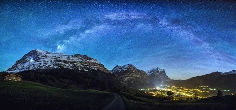 Nature Landscape Mountain Stars Panoramas Road Milky