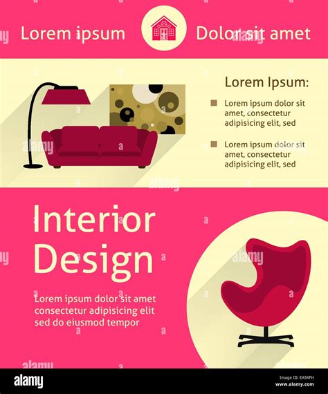 Modern Interior Design Poster Template Vector Illustration Stock Vector