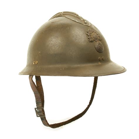 Original French Wwii Model 1926 Adrian Infantry Helmet With Rf Badge