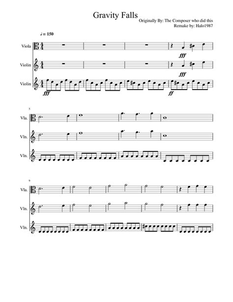 Файл аранжировки в формате guitar pro 6 gpx. Gravity Falls Theme Sheet music for Violin, Viola (Mixed Trio) | Musescore.com