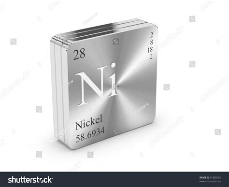 Nickel Element Of The Periodic Table On Metal Steel Block Stock Photo