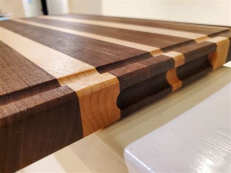 Walnut And Maple Edge Grain Cutting Board With Juice Groove And End