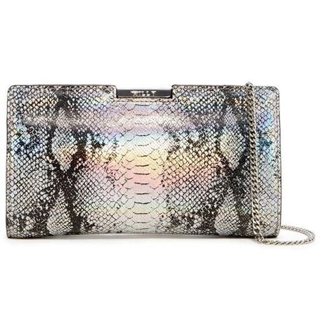 Milly Metallic Python Embossed Clutch Genuine Leather Purse Leather