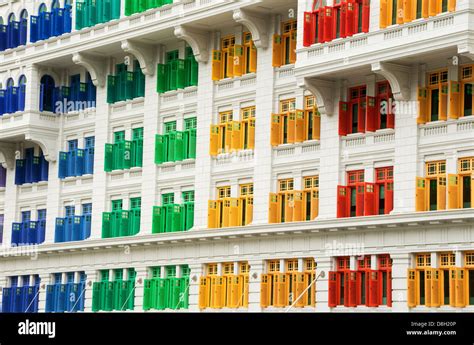 Heritage Building With Colorful Windows Singapore Stock Photo Alamy