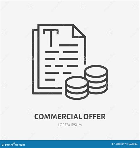 Commercial Offer Flat Line Icon Price List Illustration Of Paper