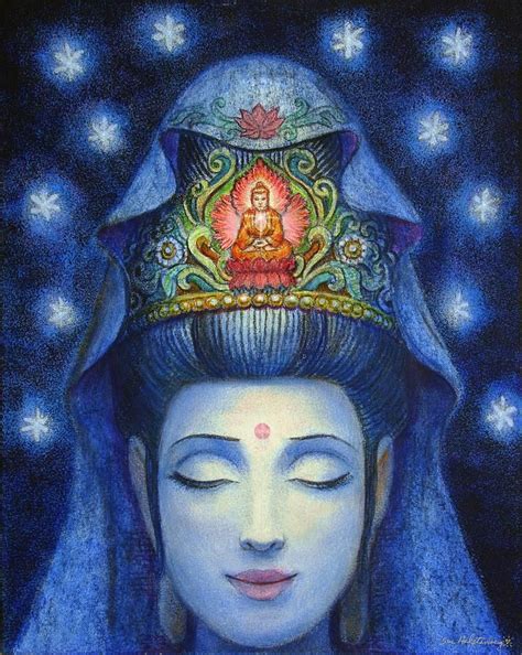 Midnight Meditation Painting Of Goddess Kuan Yin Painting By Sue