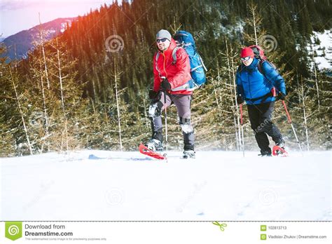 Two Climbers Are In The Mountains Stock Image Image Of Landscape